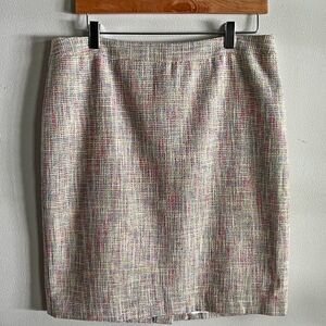 LOFT Size 12 Multicolor Tweed Pencil Skirt Pastel Workwear Office Classic